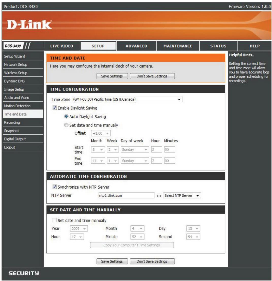 D-LINK DCS-3411 - Time and Date - 1