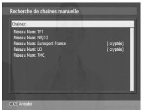CGV PREMIO HD1 - «Recherche chaînes»: recherche par canal de fréquence des chaînes TNT - 2