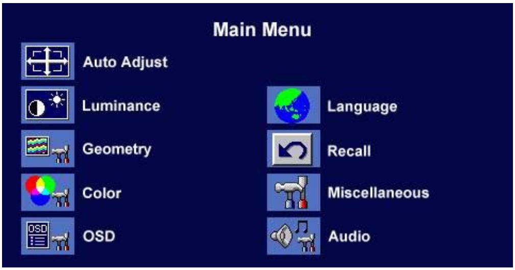 BENQ FP71E - Mode menu principal - 1