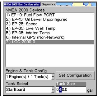 LOWRANCE LMS-520C - Régler la configuration du moteur-réservoir: - 3