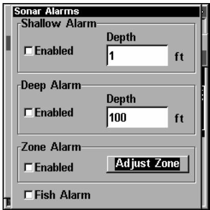 LOWRANCE LMS-520C - Pour régler et activer l'alarme de zone: - 1