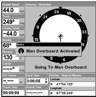 LOWRANCE LMS-520C - Gent: retourner au point de repère MOB - 1