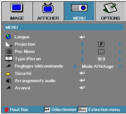 OPTOMA X304M - Position menu - 1