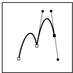 ADOBE ILLUSTRATOR 10 - Pour dessiner deux courbes reliées par un sommet : - 3