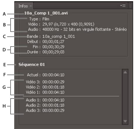 ADOBE PREMIERE PRO CS4 - Détails des éléments dans le panneauInfos - 1