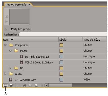 ADOBE PREMIERE PRO CS4 - Modifier les vues du panneau Projet - 1