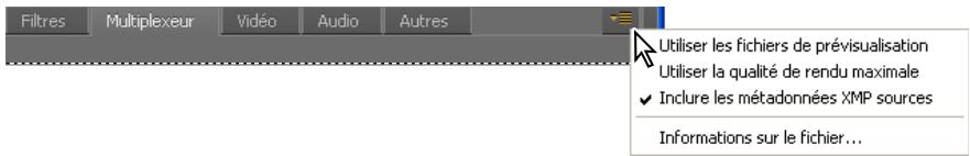 ADOBE PREMIERE PRO CS4 - Menu relatif aux onglets - 1