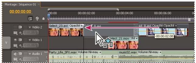 ADOBE PREMIERE PRO CS4 - Aligner un élément sur le bord d'un autre élément, sur une marque ou sur un indicateur d'instant créé - 1