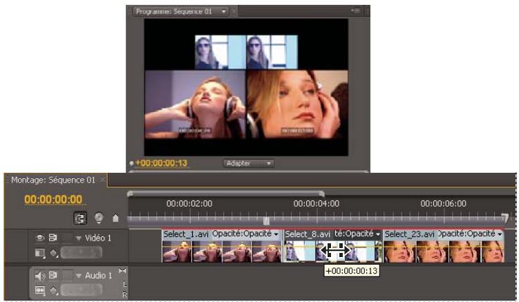ADOBE PREMIERE PRO CS4 - Réaliser des montages par déplacement dessous et déplacement dessus - 1