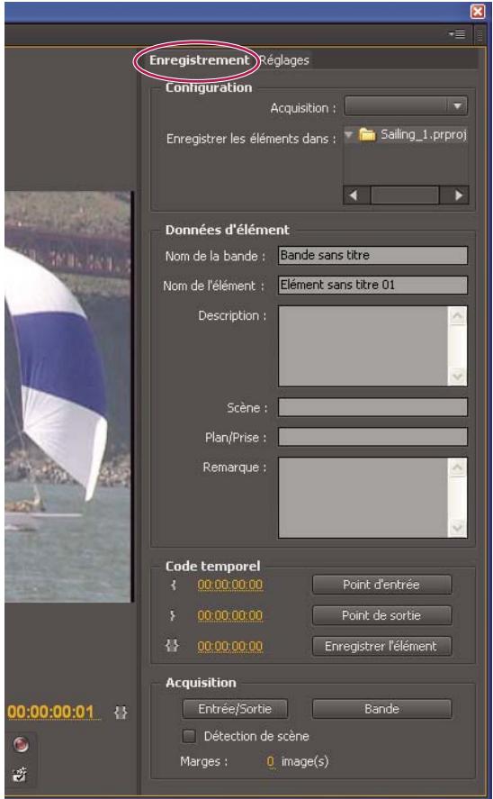 ADOBE PREMIERE PRO CS4 - Enregistrer des éléments pour l'acquisition en série - 1