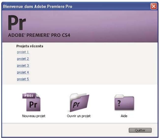 ADOBE PREMIERE PRO CS4 - Lancer ou ouvrir un projet - 1
