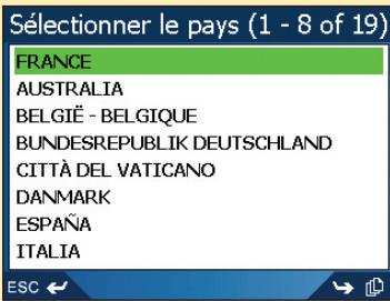 NAVMAN ICN550 - Deuxième étape : choix du pays de destination - 1
