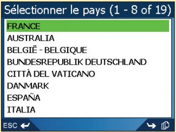 NAVMAN ICN550 - Deuxième étape : sélectionner le pays qui correspond à votre point de destination - 1