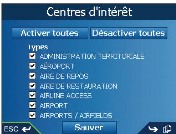 NAVMAN ICN550 - Préférences de la carte—centres d'intérêt (CI) - 1