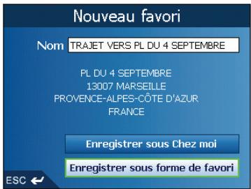 NAVMAN ICN550 - Enregistrement d'un favori à partir de l'écran carte en 2D - 2