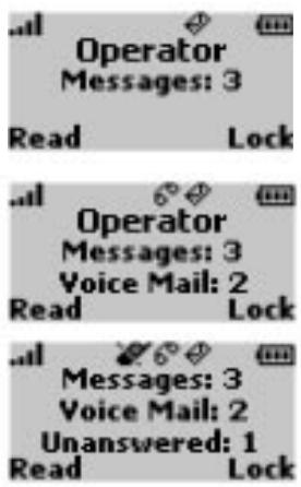 MITSUBISHI G340 - Indicateurs d'appels manqués, de messages vocaux et de nouveaux messages SMS - 1