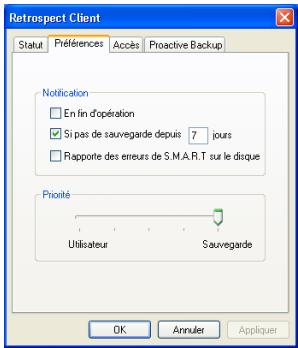 IOMEGA RETROSPECT - Préférences générales - 2