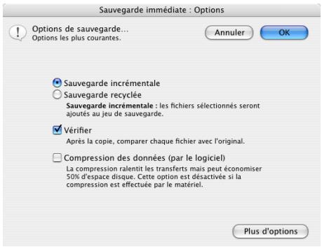 IOMEGA RETROSPECT - Définition des options de sauvegarde supplémentaires - 2