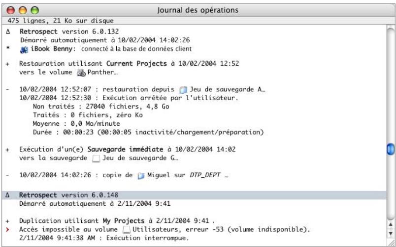IOMEGA RETROSPECT - Visualisation du journal des opérations - 1