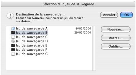 IOMEGA RETROSPECT - Choix du jeu de sauvegarde cible - 1