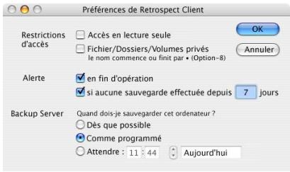 IOMEGA RETROSPECT - Préférences générales - 1
