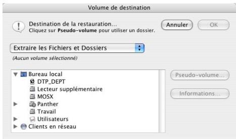 IOMEGA RETROSPECT - Définition de la cible de restauration - 1