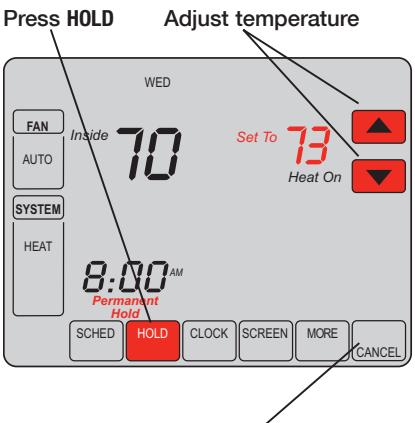 HONEYWELL VISIONPRO IAQ - Program schedule override (permanent) - 1