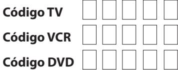 Código TV Código VCR Código DVD