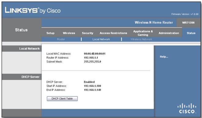 LINKSYS WRT120N - État > Réseau local - 1