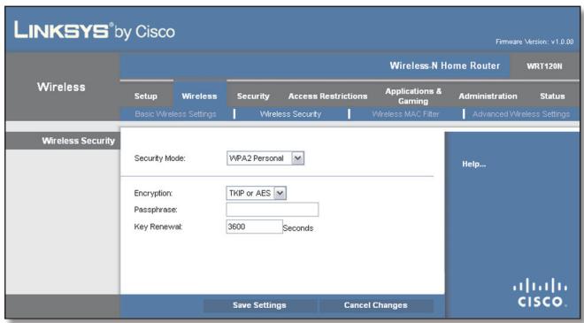 LINKSYS WRT120N - WPA2 personnel - 1