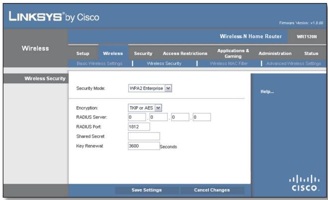 LINKSYS WRT120N - WPA2 enterprise - 1