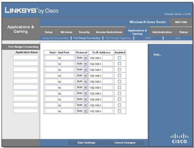 LINKSYS WRT120N - Applications etieux > Routagedeplagedports - 1