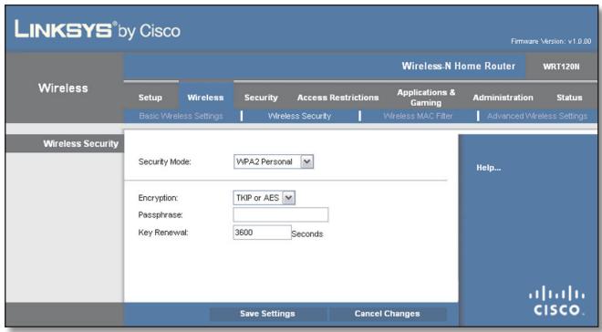 LINKSYS WRT120N - WPA2 Personal - 1