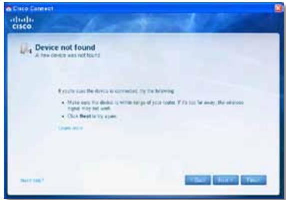 LINKSYS EA4500 - Device not found (Laitetta ei lóydy) -ilmoitus - 1