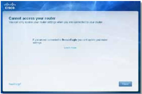 LINKSYS EA4500 - Pesan Cannot access your router (Tidak dapat mengaksi router Anda) - 1