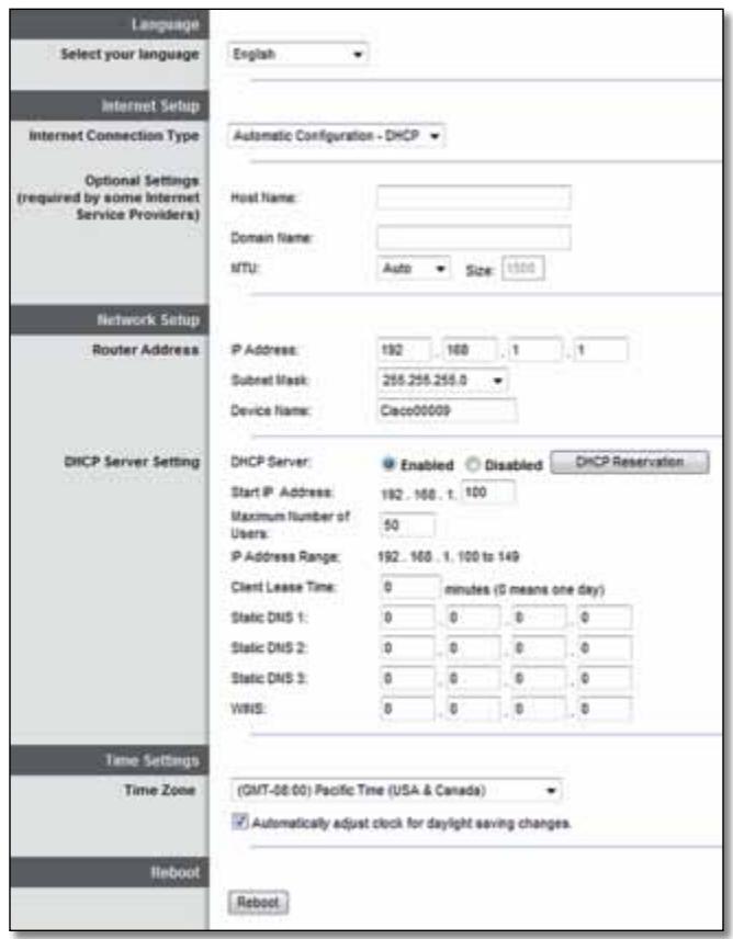 LINKSYS EA4500 - Setup (Asetukset) > Basic Setup (Perusasetukset) - 1