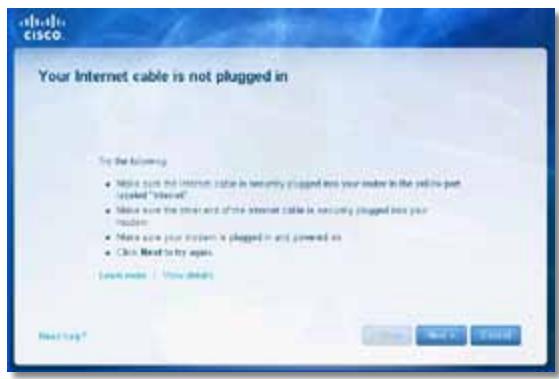 LINKSYS EA4500 - Message Your Internet cable is not plugged in (Votre cable Internet n'est pas branché) - 1