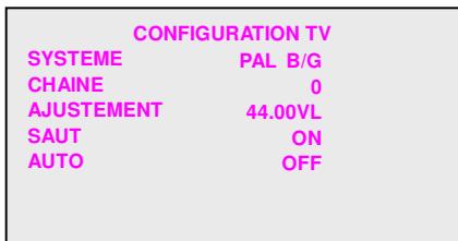 LENCO DVT-1001 - Menu configuration TV - 1