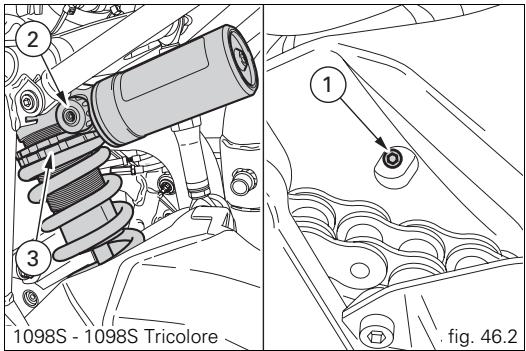 DUCATI 1098 - Dispositifs de réglage de l'amortisseur arrière (fig. 46.1 et fig. 46.2) - 2