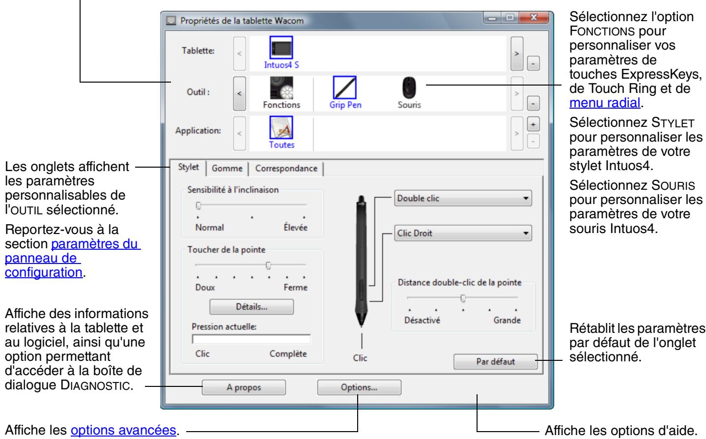 WACOM INTUOS4 MOUSE, INTUOS4 MOUSE, INTUOS4 XL A3 WIDE CAD, INTUOS4 XL A3 WIDE DTP - Ouverture du panneau de configuration - 1