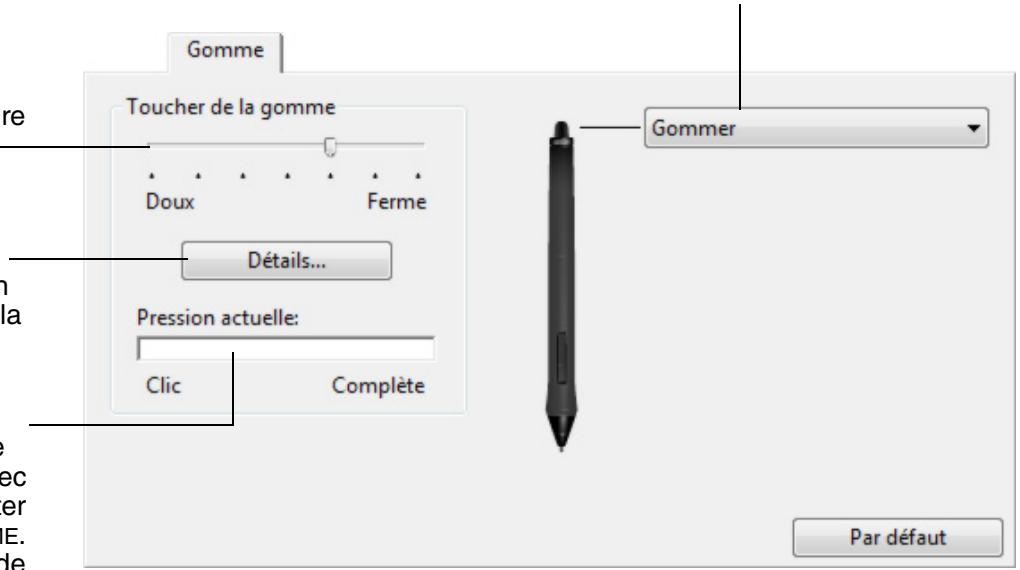 WACOM INTUOS4 MOUSE, INTUOS4 MOUSE, INTUOS4 XL A3 WIDE CAD, INTUOS4 XL A3 WIDE DTP - Réglage du toucher de la GOMME - 1