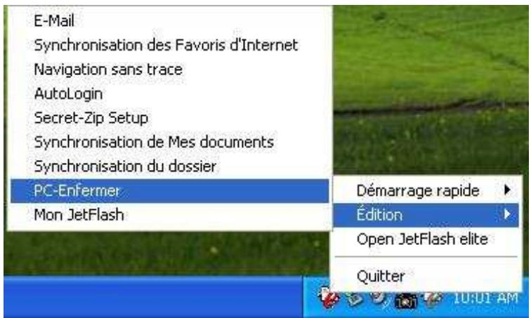 TRANSCEND JETFLASH 530 - Utilisation du menu situé dans la zone de notification - 1