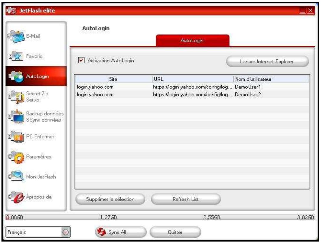 TRANSCEND JETFLASH V70 - Sauvegarder les données de login (nom de l'utilisateur, mot de passe, PIN, etc.) - 2