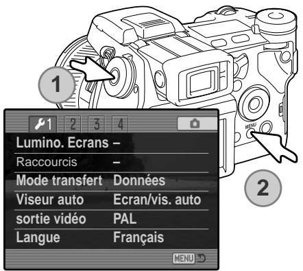 MINOLTA DIMAGE A1 - CONTRÔLE DU POINT SÉLECTIONNÉ DANS LE MENU: - 1