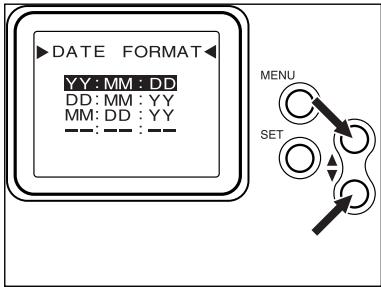 MINOLTA DIMAGE RD 3000 - Appuyer sur la touche ou à plusieurs reprises pour surligner DATE SET dans le menu DATE puis appuyer sur la touche SET. - 5