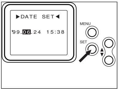 MINOLTA DIMAGE RD 3000 - Appuyer sur la touche ou à plusieurs reprises pour surligner DATE SET dans le menu DATE puis appuyer sur la touche SET. - 1