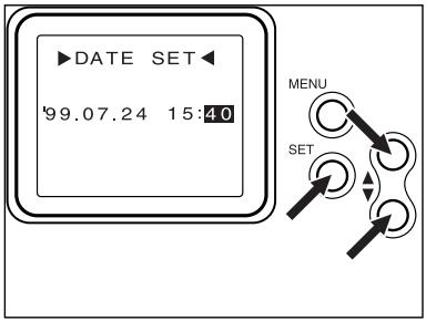 MINOLTA DIMAGE RD 3000 - Appuyer sur la touche ou à plusieurs reprises pour surligner DATE SET dans le menu DATE puis appuyer sur la touche SET. - 3