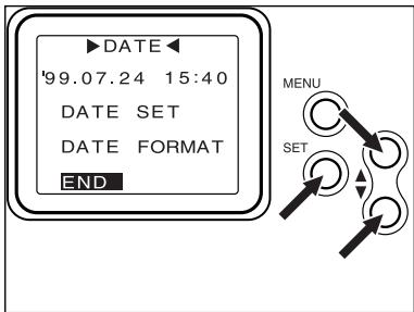 MINOLTA DIMAGE RD 3000 - Appuyer sur la touche ou à plusieurs reprises pour surligner DATE SET dans le menu DATE puis appuyer sur la touche SET. - 7