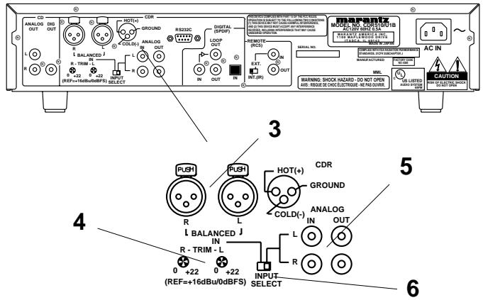 MARANTZ CDR510 - Entrées analogiques symétriques en XLR, L et R - 1
