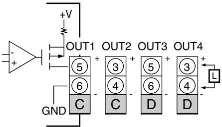 OMRON E5ER - - Sorties de contrôle / Sorties de transfert (bornes) - 4